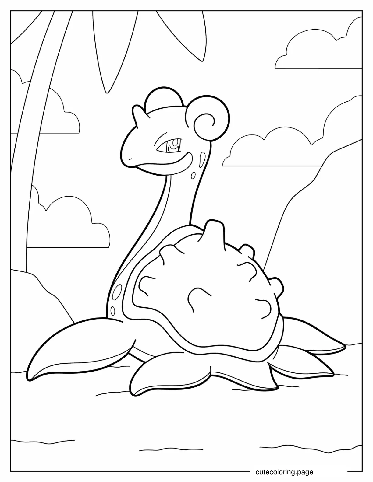 Coloring Page Of Lapras On The Beach coloring page