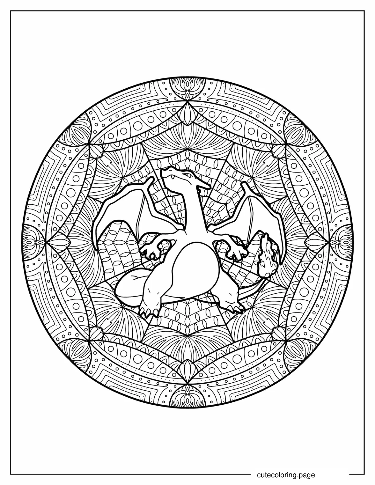 Coloring Page of Charizard Mandala coloring page