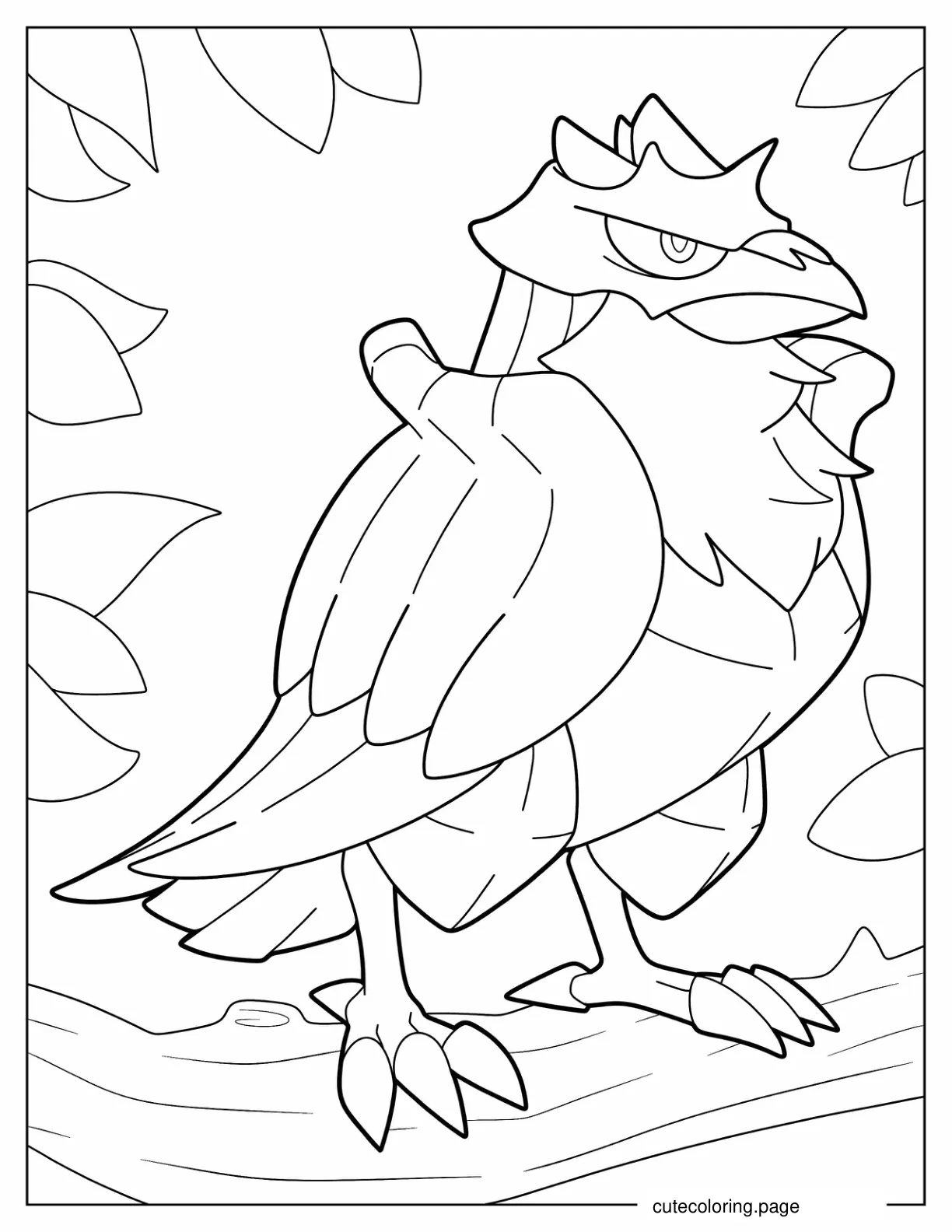 Corviknight Perched On A Branch coloring page