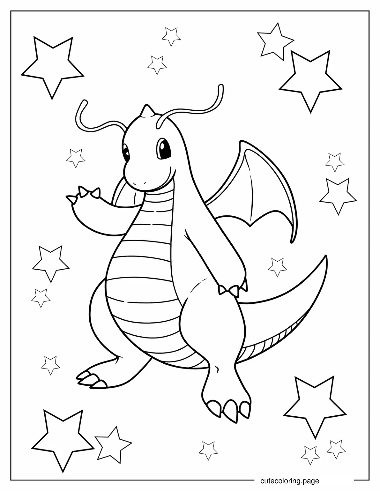 Cute Dragonite Pokemon To Color coloring page