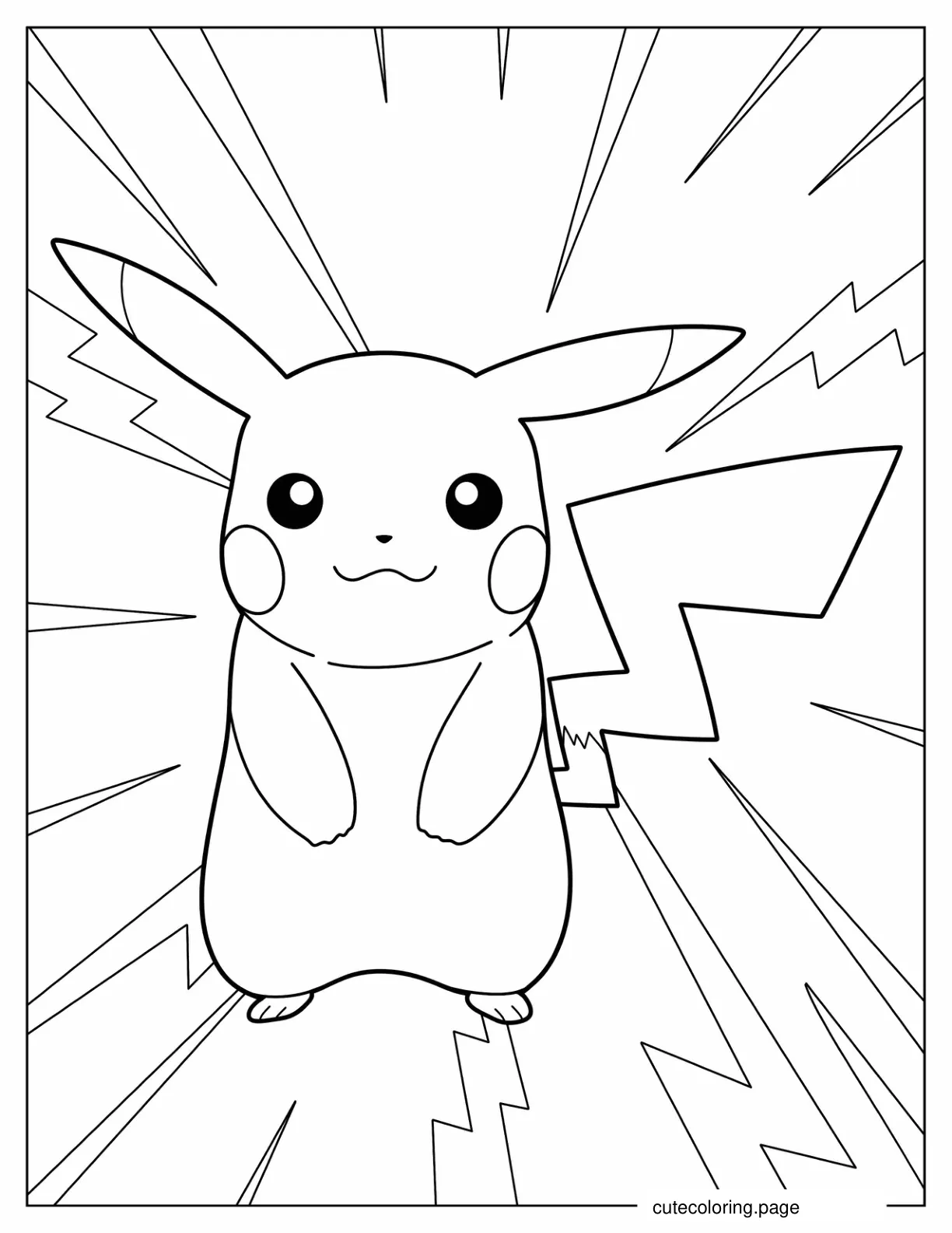 Easy Pikachu With Electricity Coloring Page coloring page