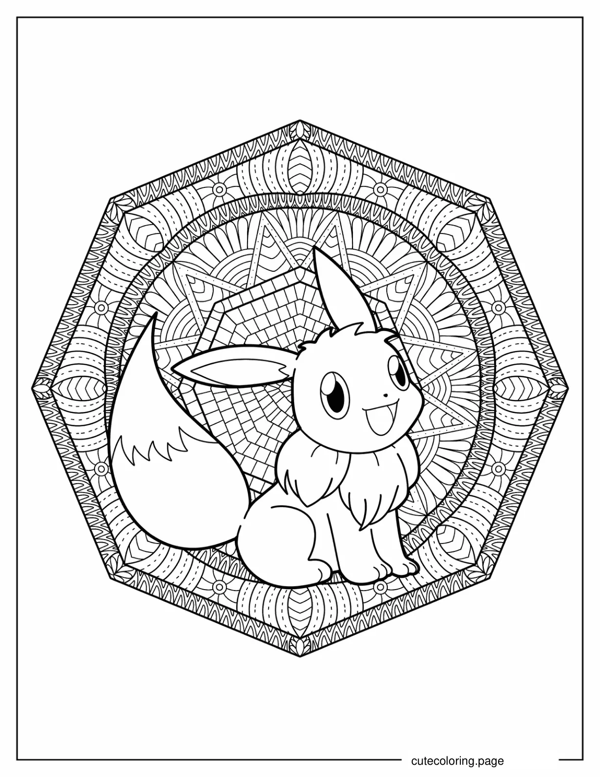 Eevee Inside Octagon Mandala coloring page