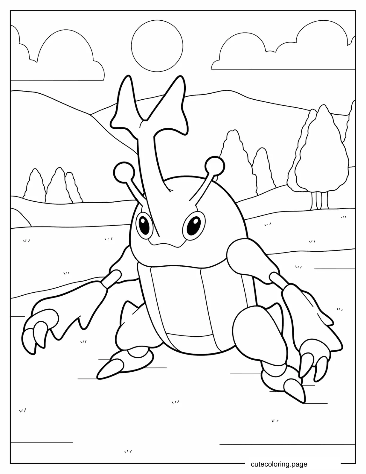 Heracross In A Field Coloring Sheet coloring page