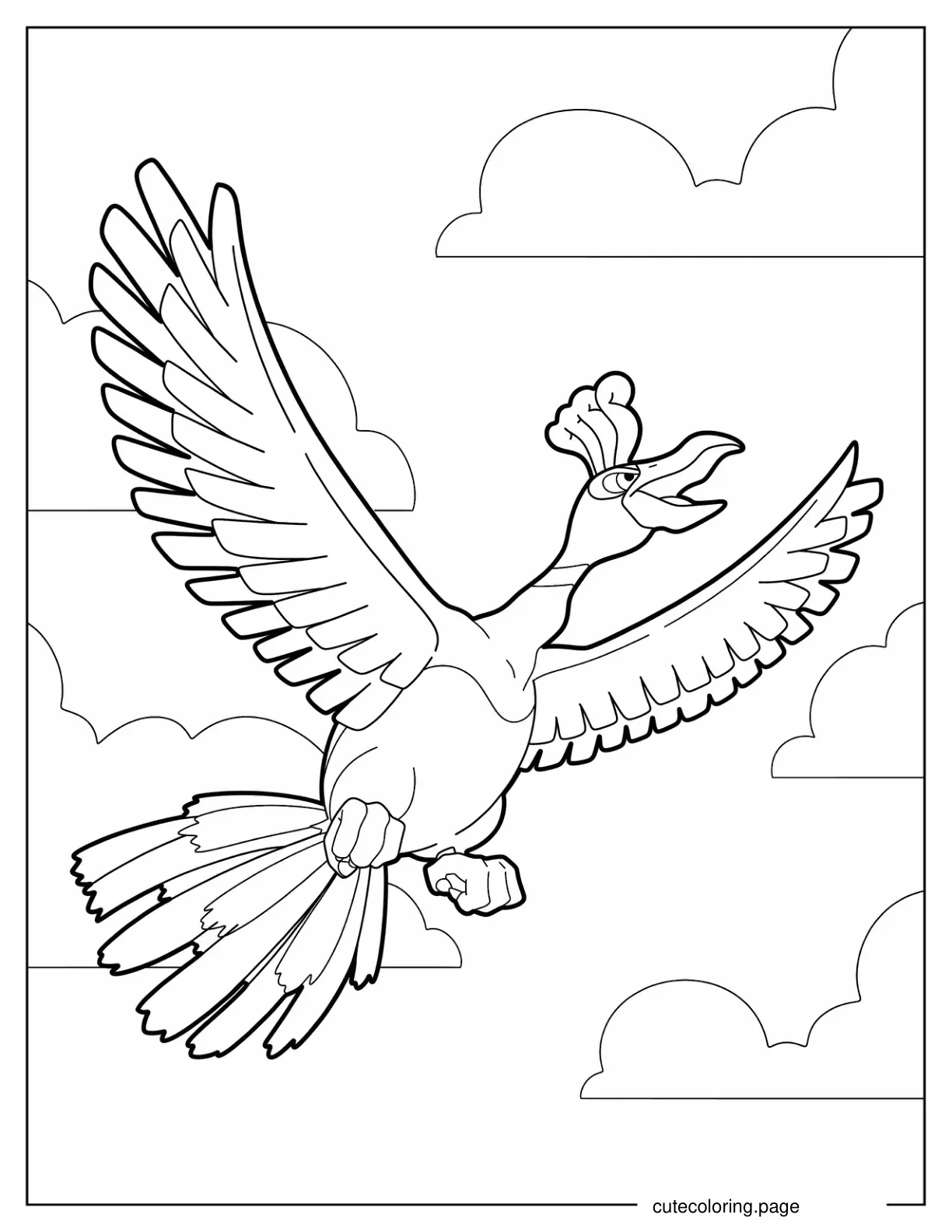 Ho Oh Pokemon Soaring In The Sky coloring page