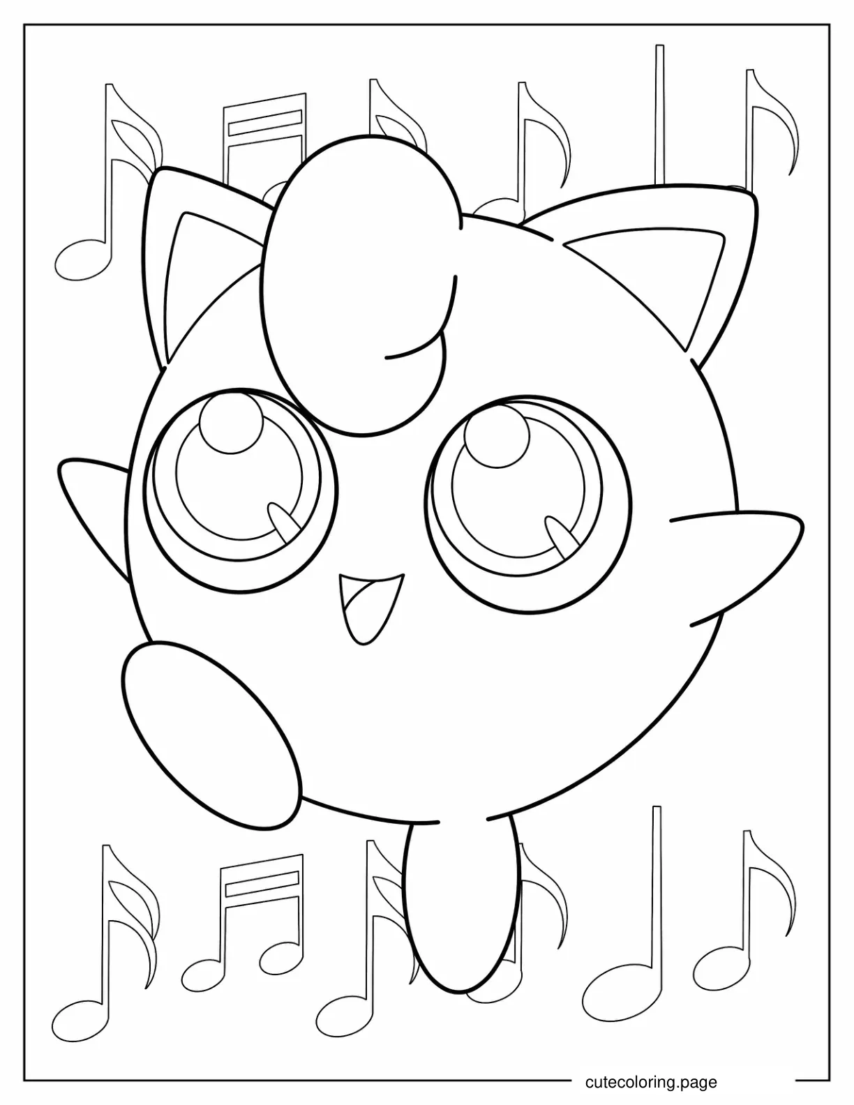 Jigglypuff With Music Notes To Color coloring page