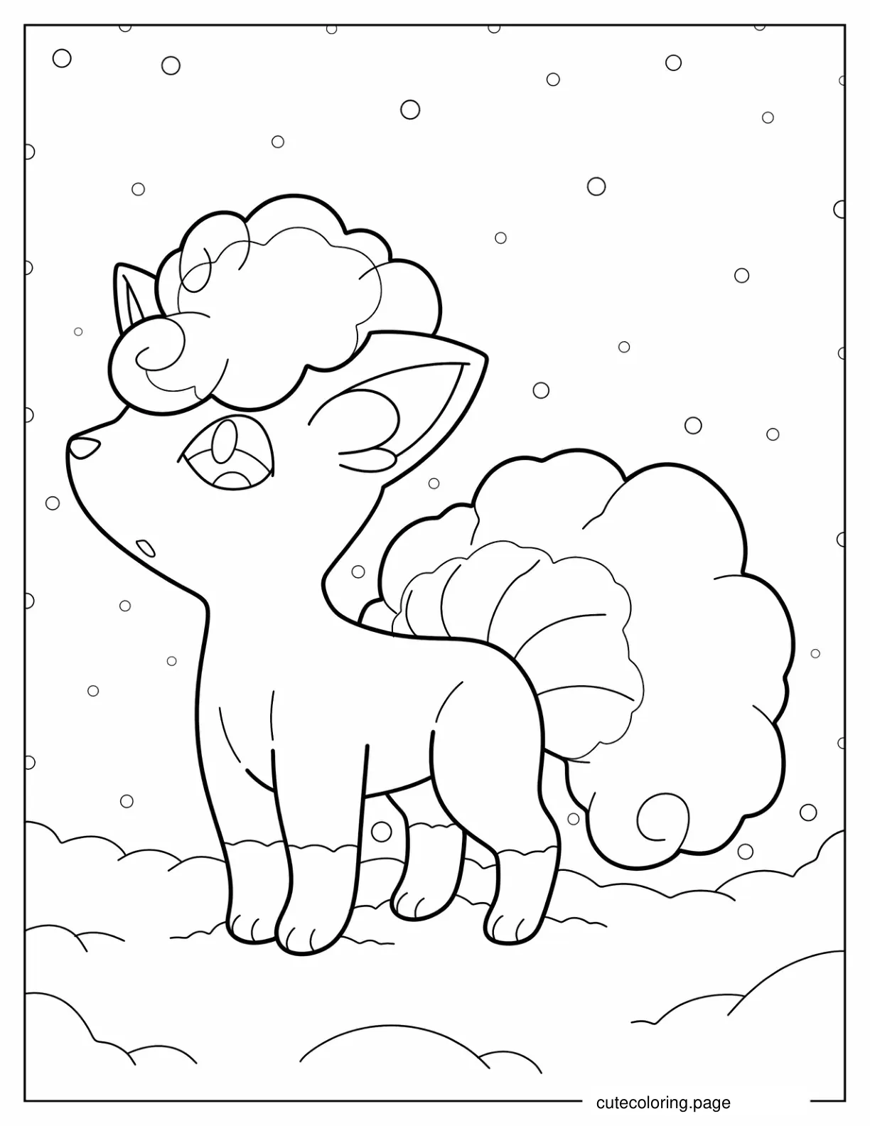 Kawaii Alolan Vulpix In The Snow coloring page