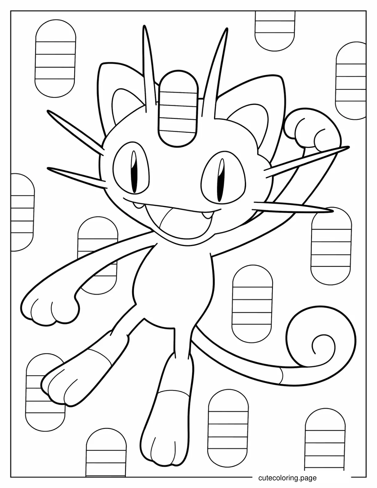 Meowth With Paw Up Coloring Page coloring page