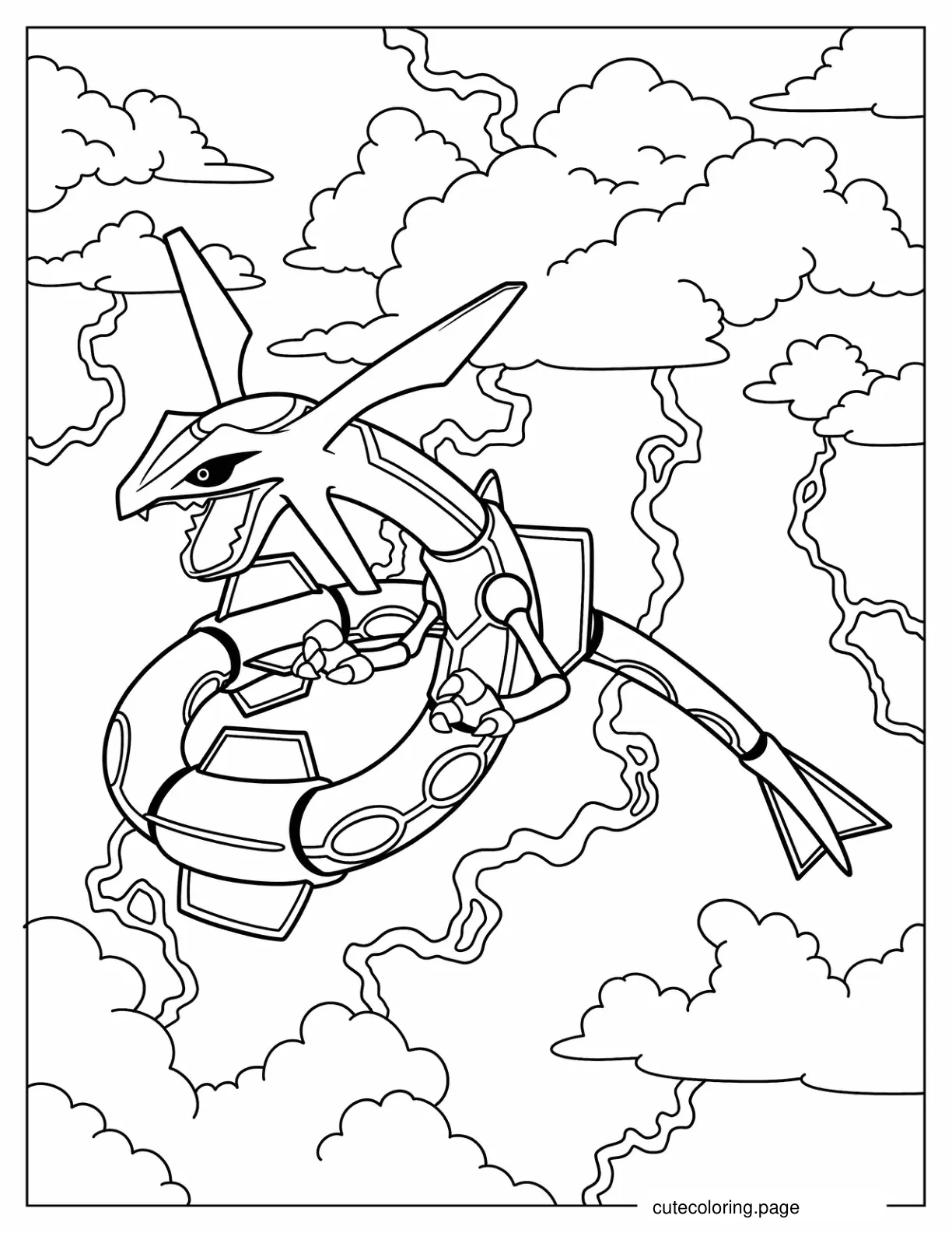 Pokemon Rayquaza In The Sky coloring page