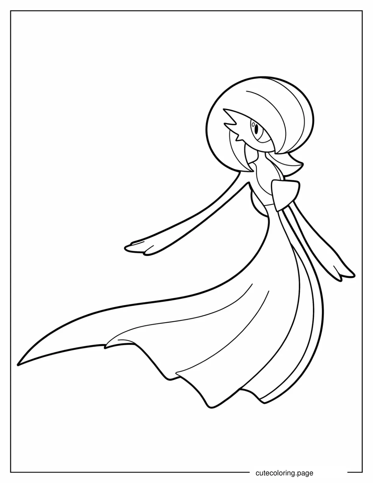 Simple Gardevoir Outline Coloring In For Kids coloring page