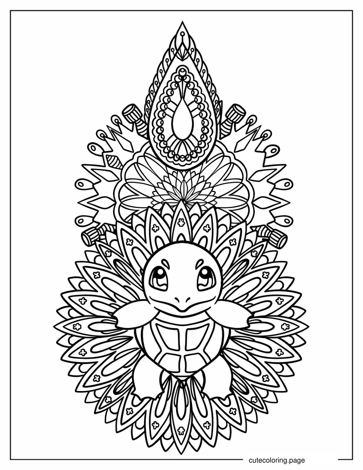 Squirtle Mandala Coloring Sheet For Kids coloring page