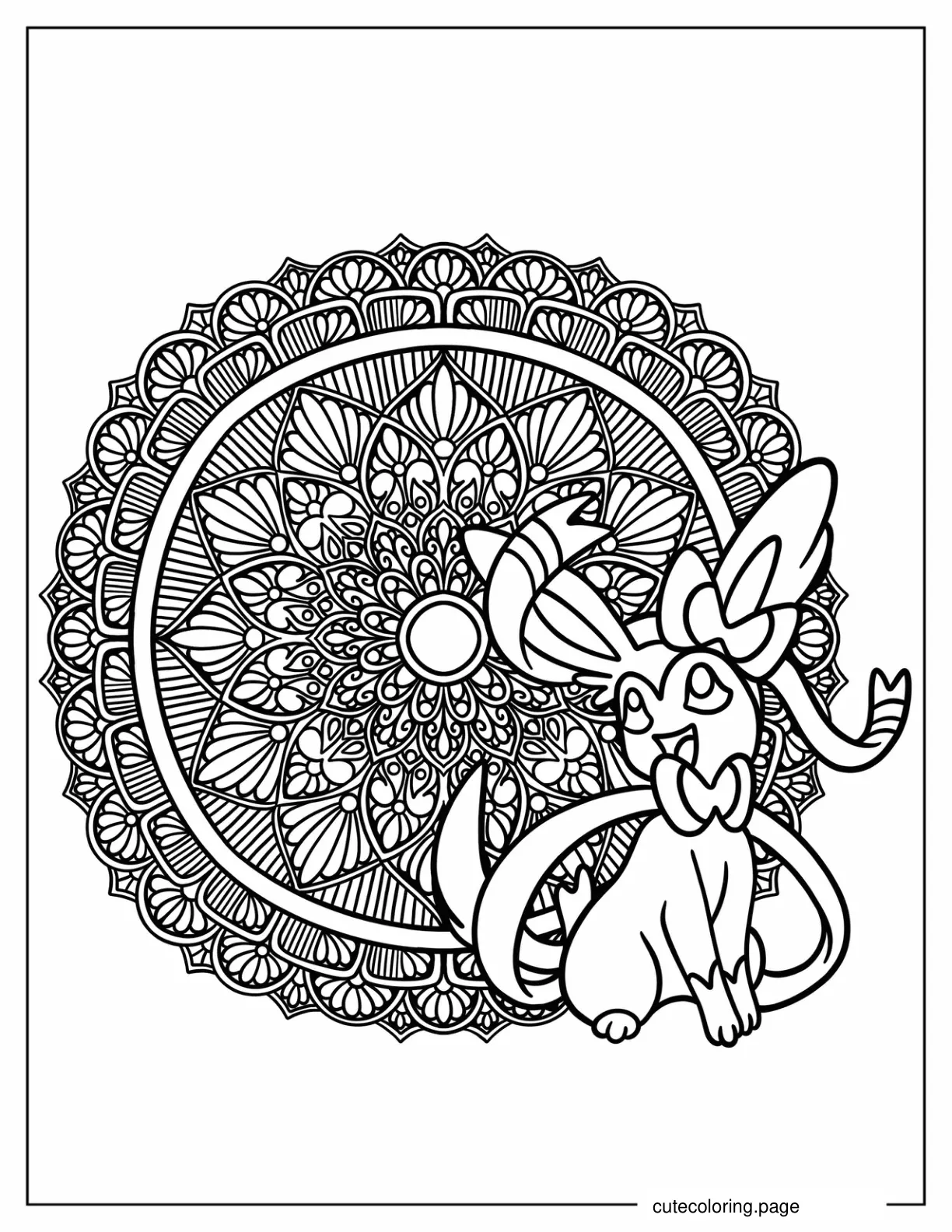 Sylveon Pokemon Mandala Coloring Sheet coloring page