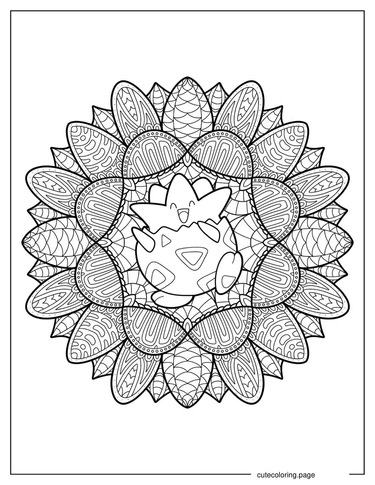 Togepi Flower Mandala Coloring Sheet coloring page