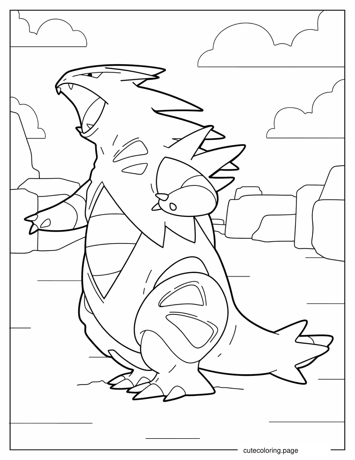 Tyranitar Roaring At Enemy coloring page