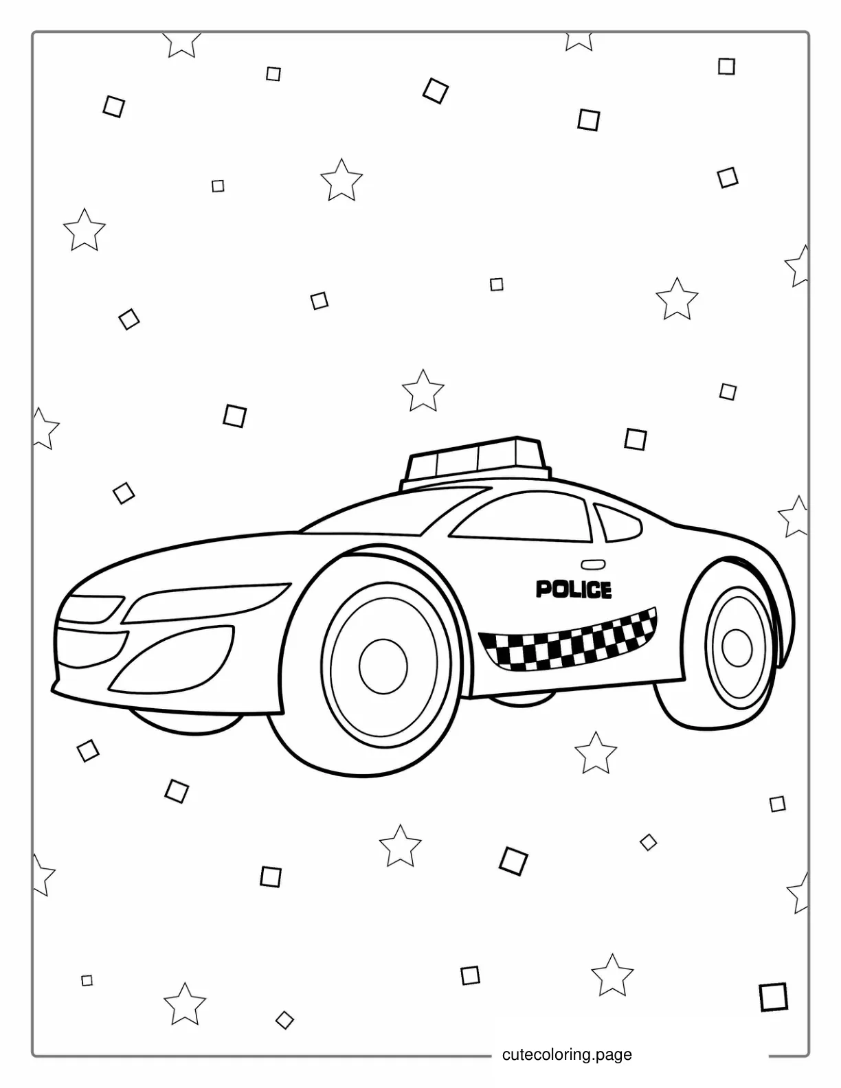 Cartoon Style Police Car To Color For Kids coloring page