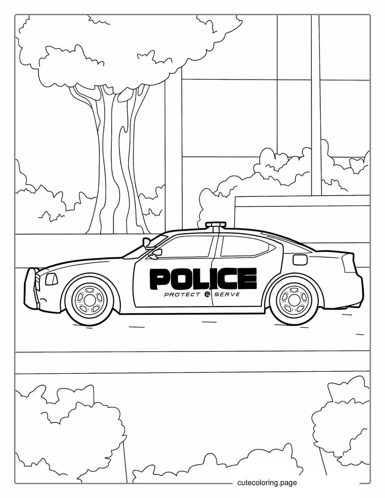 Dodge Charger Police Car On Street To Color coloring page