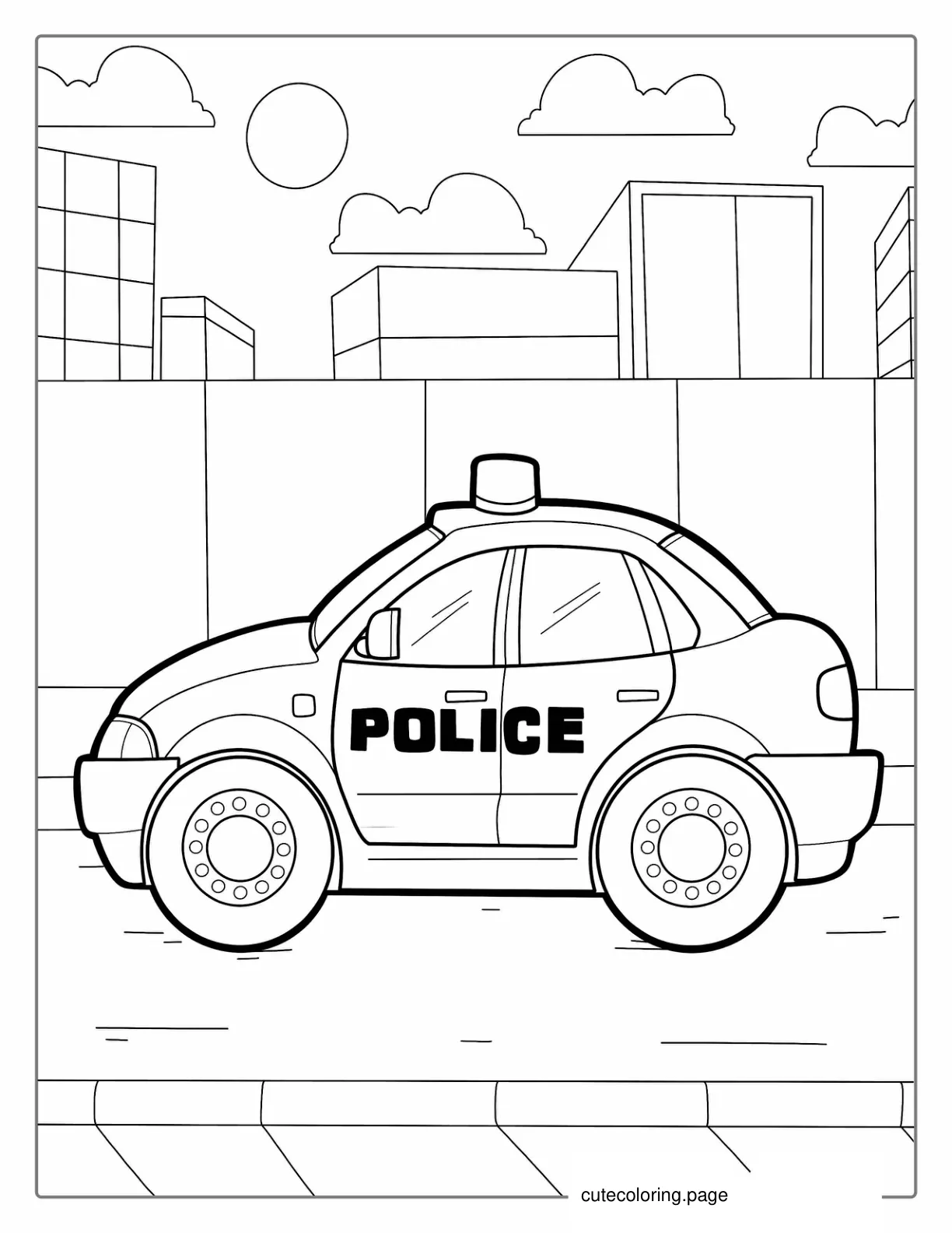 Easy Outline Of Police Car To Color For Kids coloring page