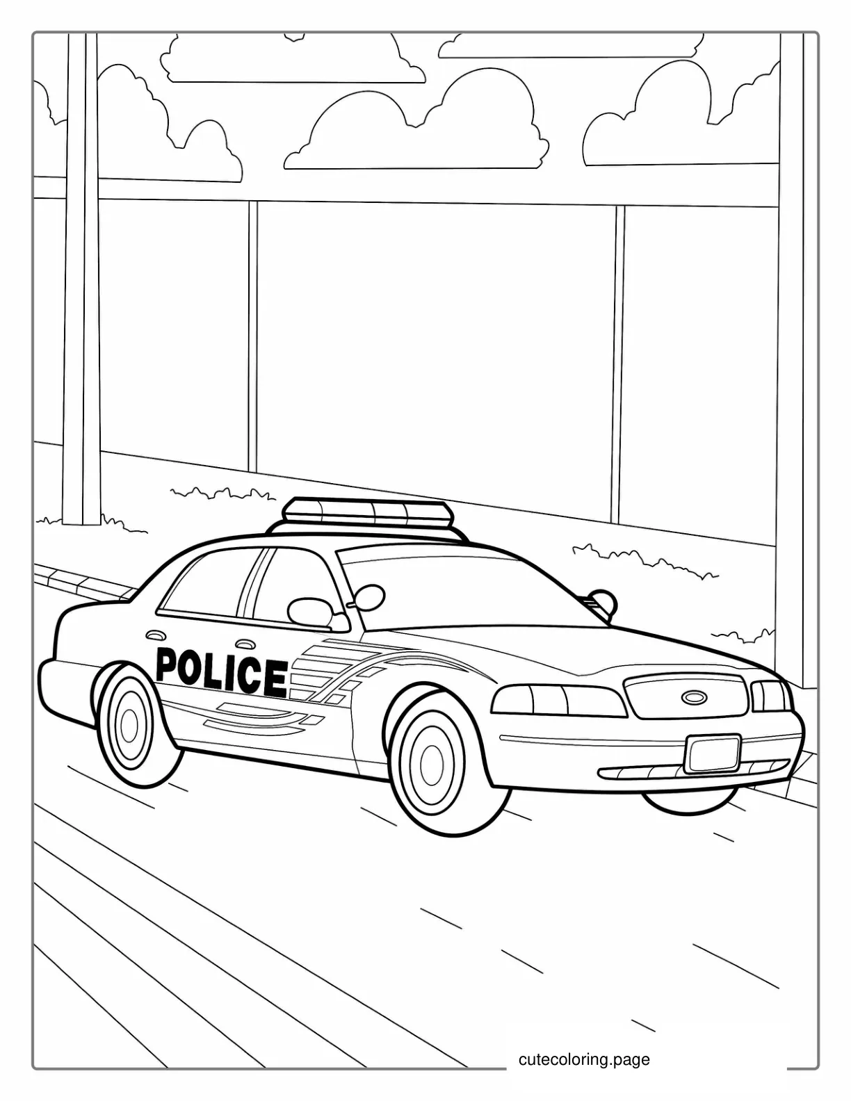 Highway Patrol Police Car To Color coloring page