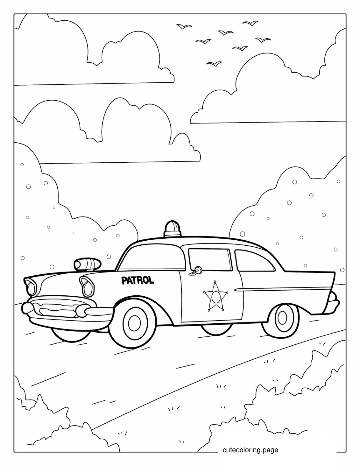 Old School Police Sheriffs Car To Color coloring page