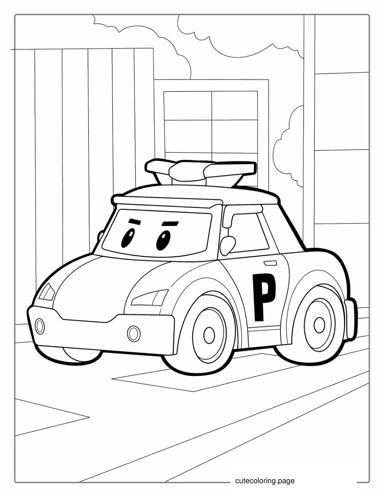 Poli Police Car Coloring Page For Preschoolers coloring page