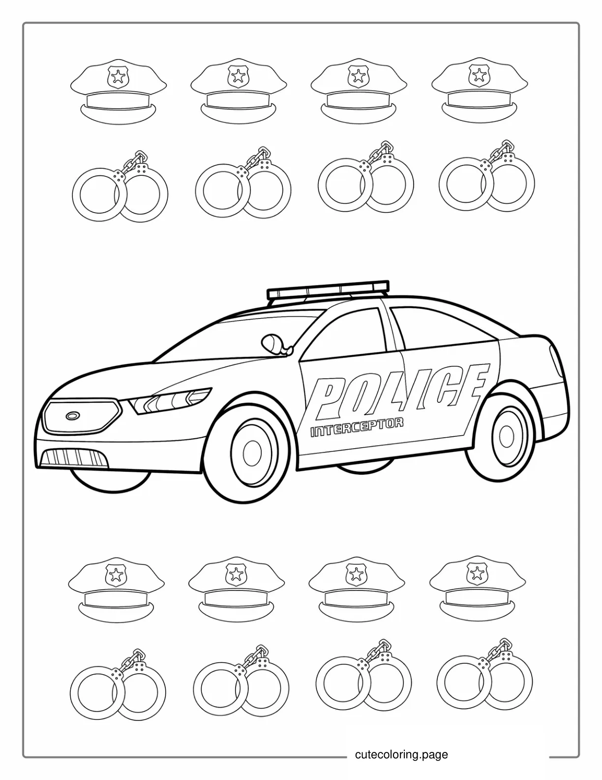 Police Car Coloring Page With Handcuffs coloring page