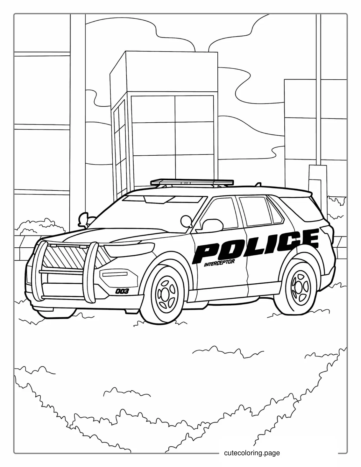 SUV Police Car Coloring Sheet coloring page