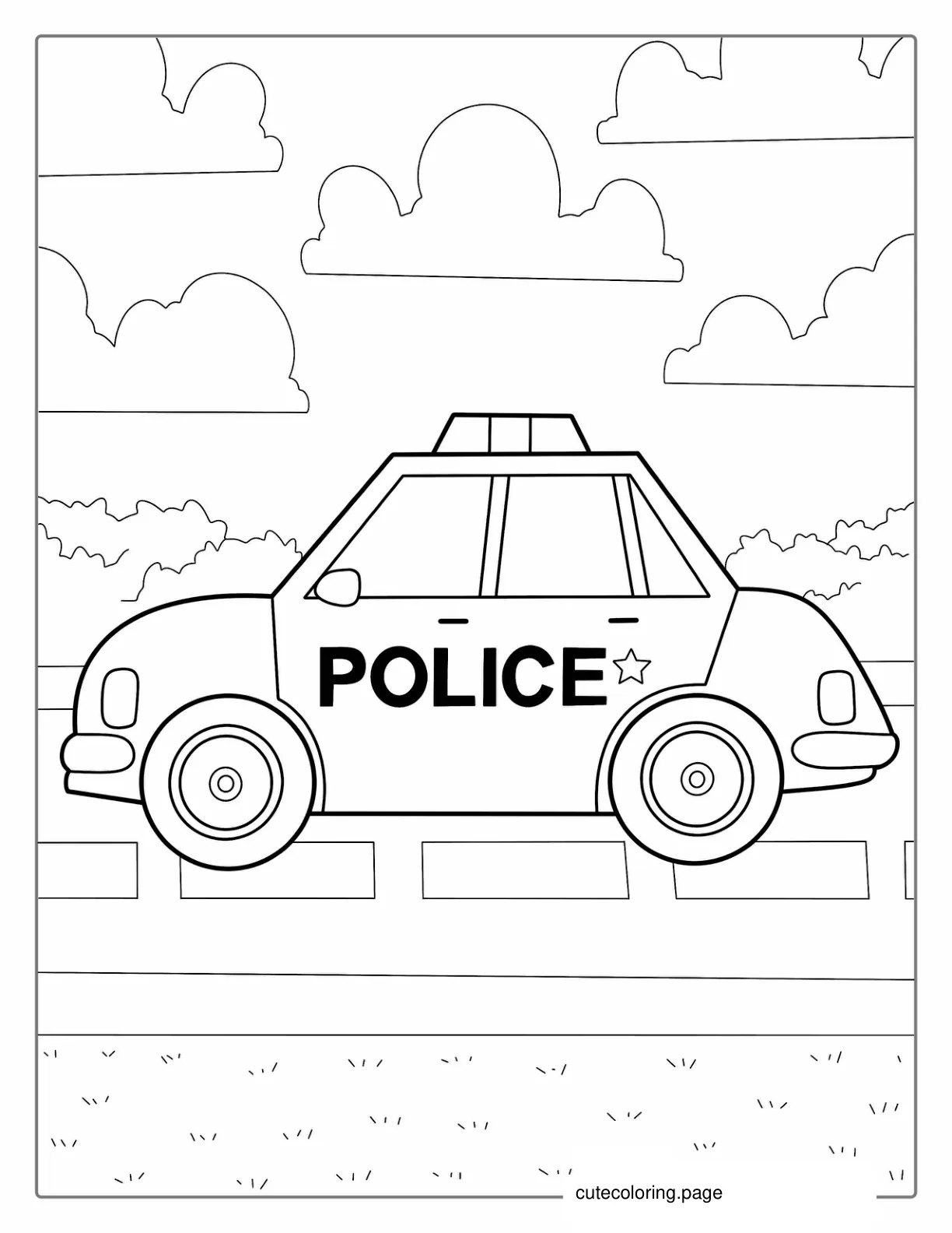 Simple Outline Of Police Car To Color coloring page