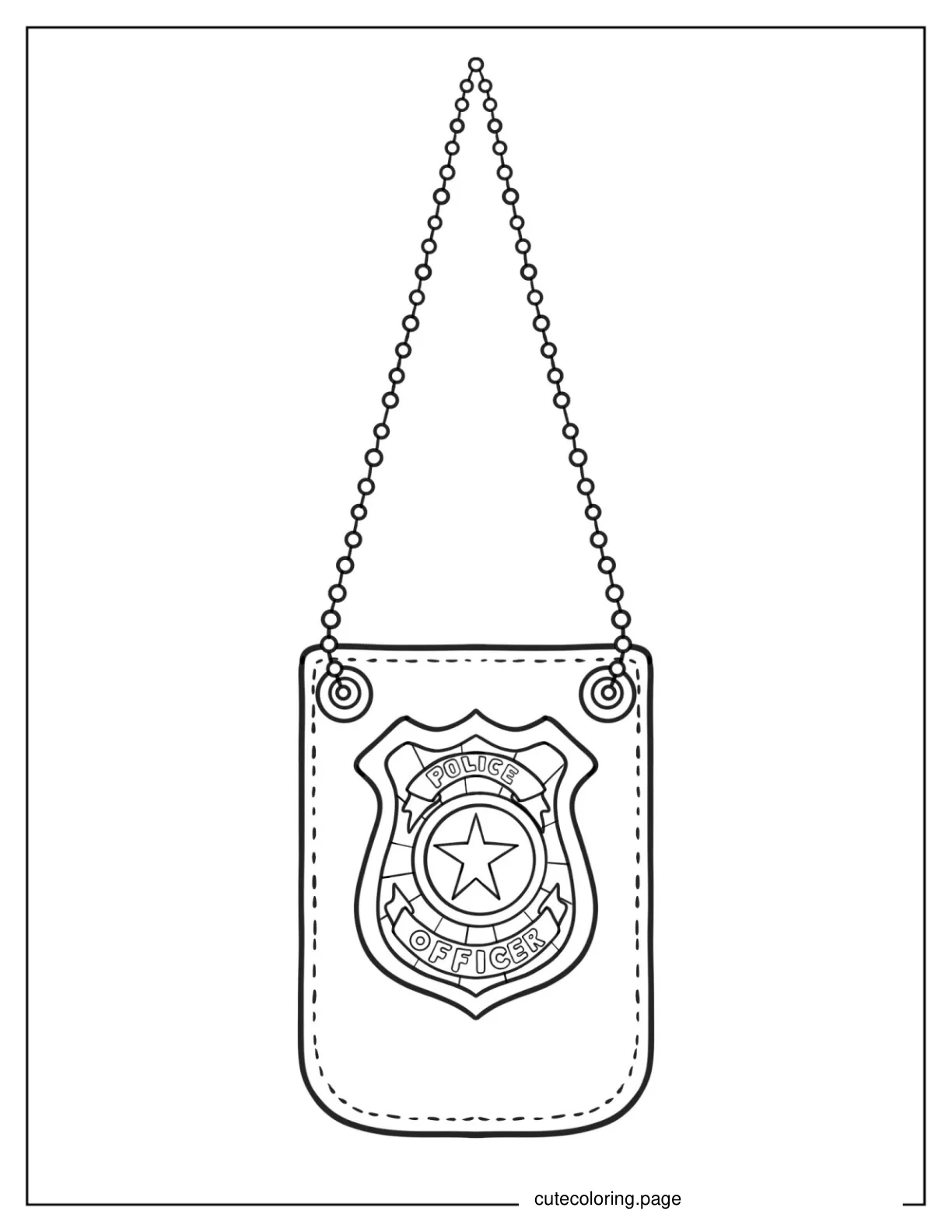 Hanging Police Officer Badge On Chain 1 coloring page