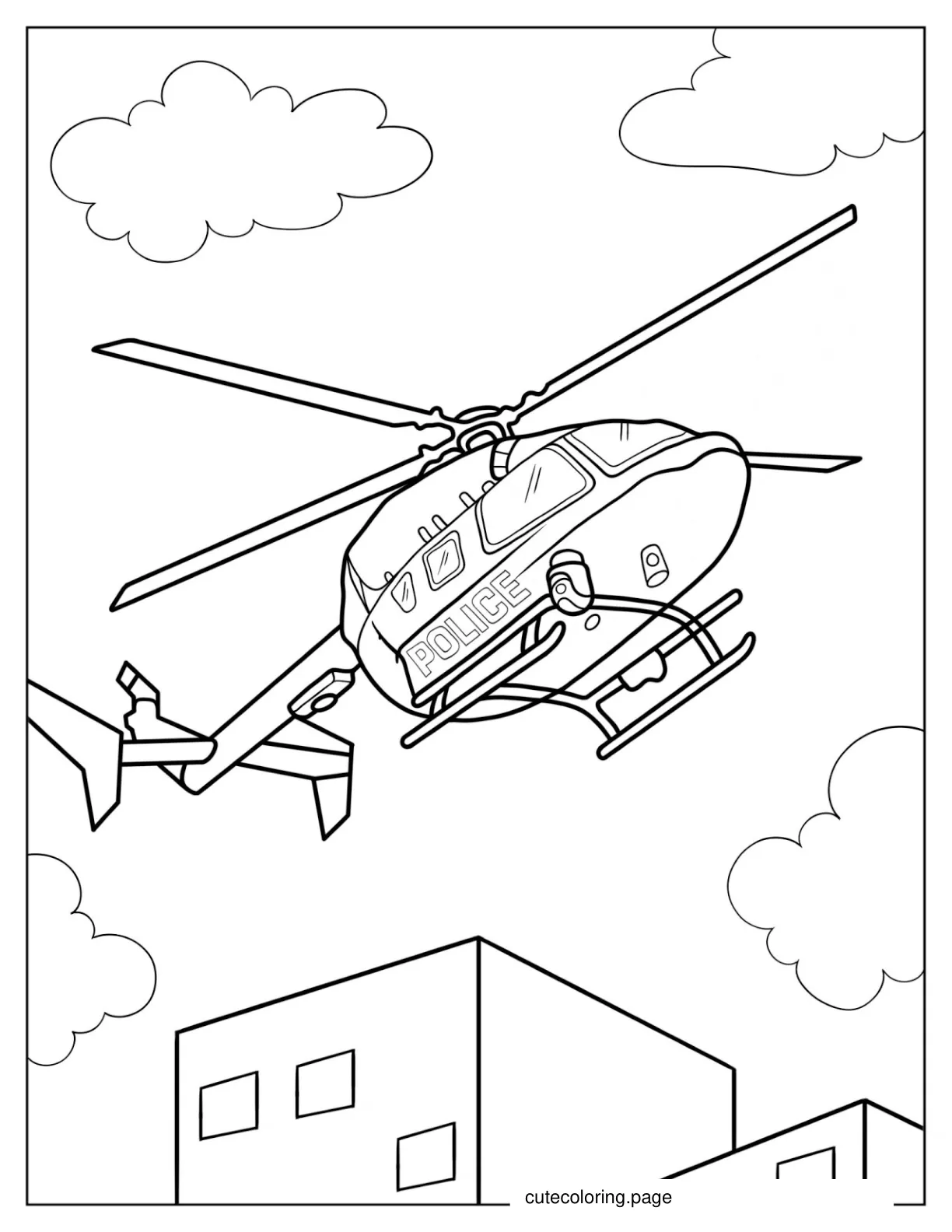 Police Helicopter Coloring Page For Kids 2 coloring page