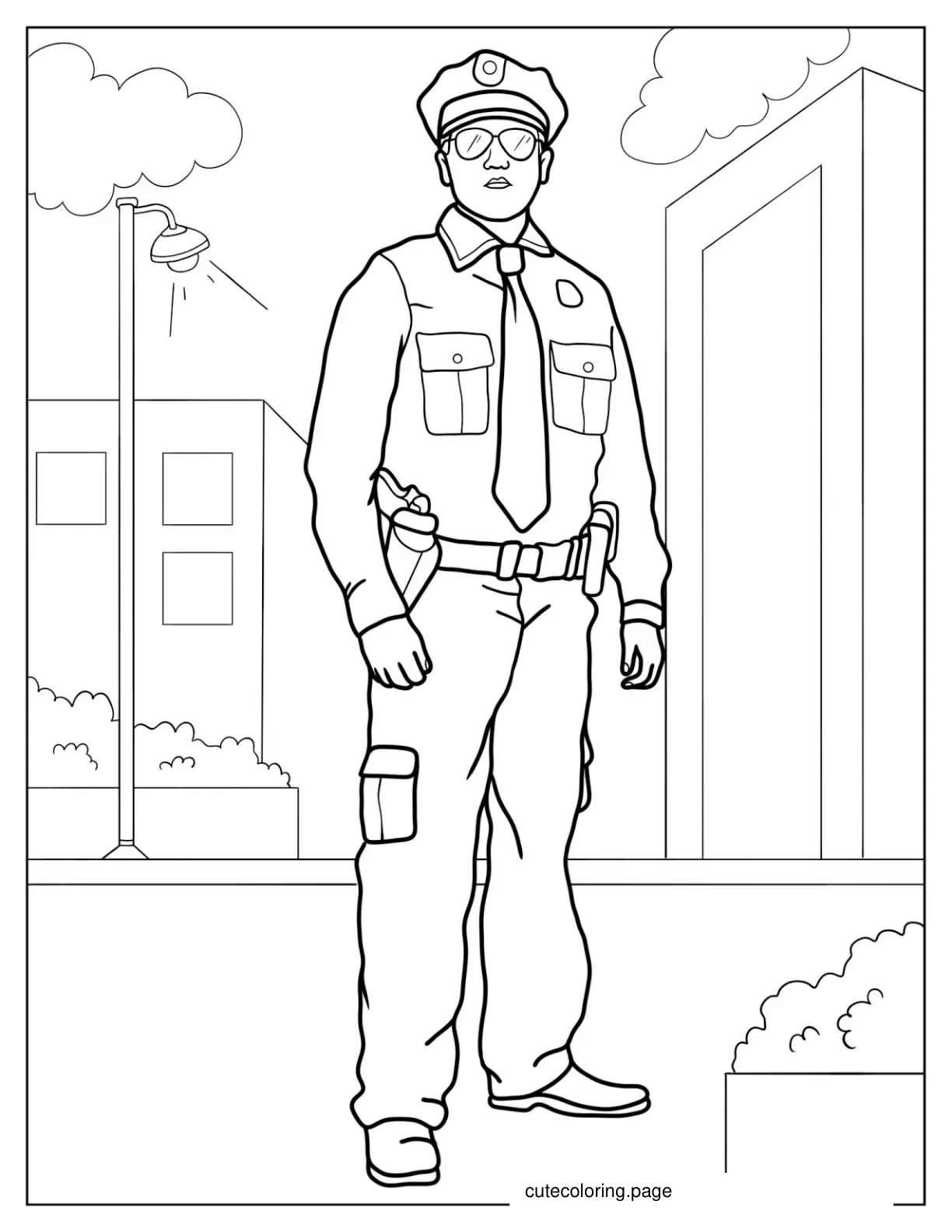 Police Man Patrolling The Streets 1 coloring page