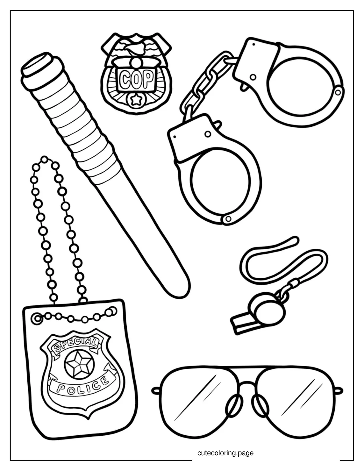 Police Officers Equipment To Color 1 coloring page