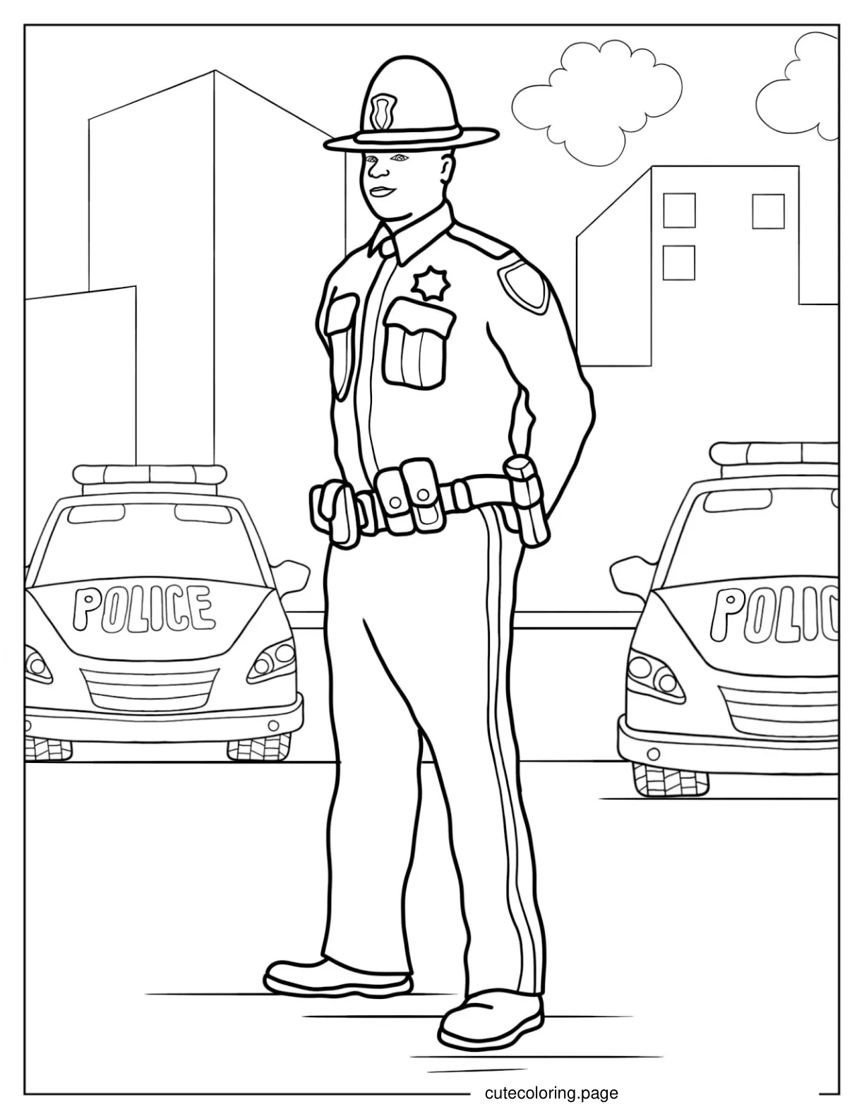 Police State Trooper To Color 1 coloring page