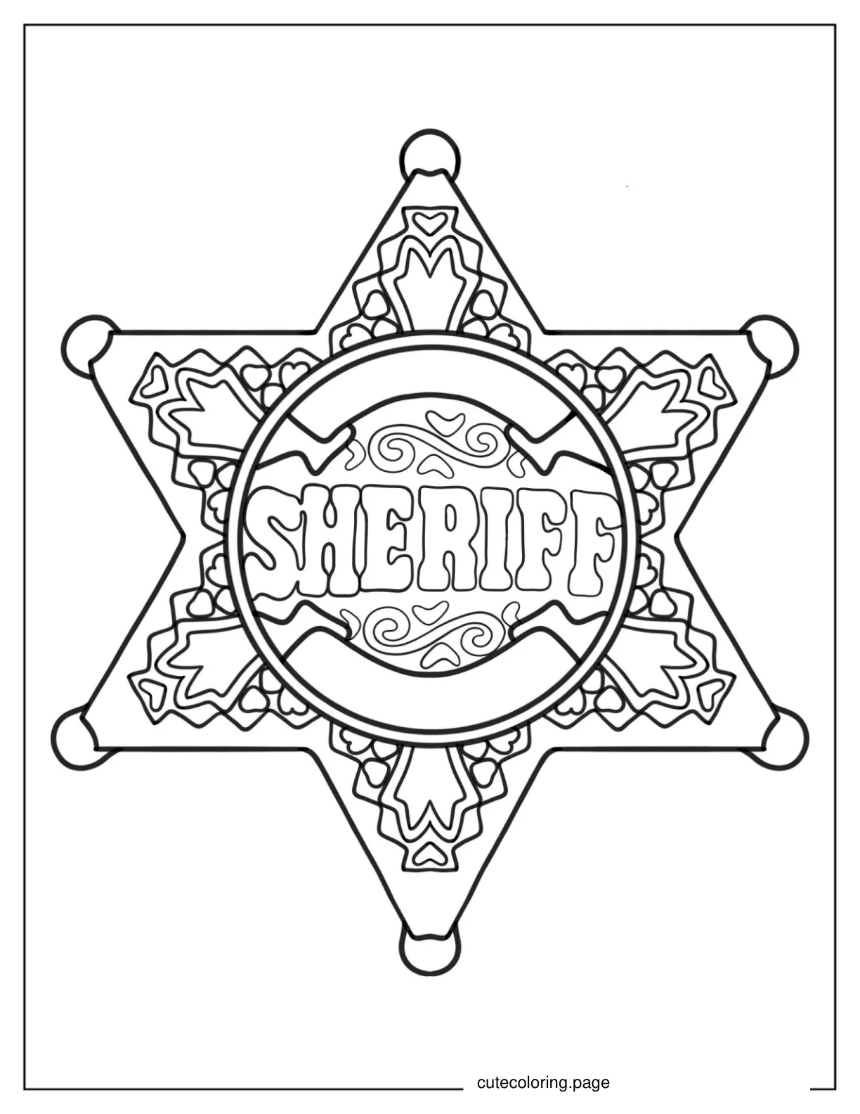 Sheriff Badge Coloring Sheet For Kids 1 coloring page