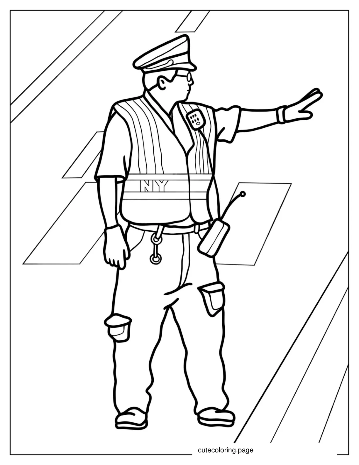 Traffic Control Police Officer To Color coloring page