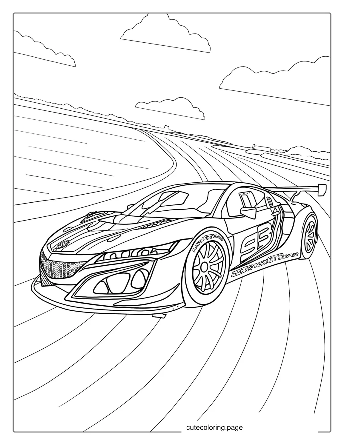 Acura Race Car Coloring Sheet coloring page