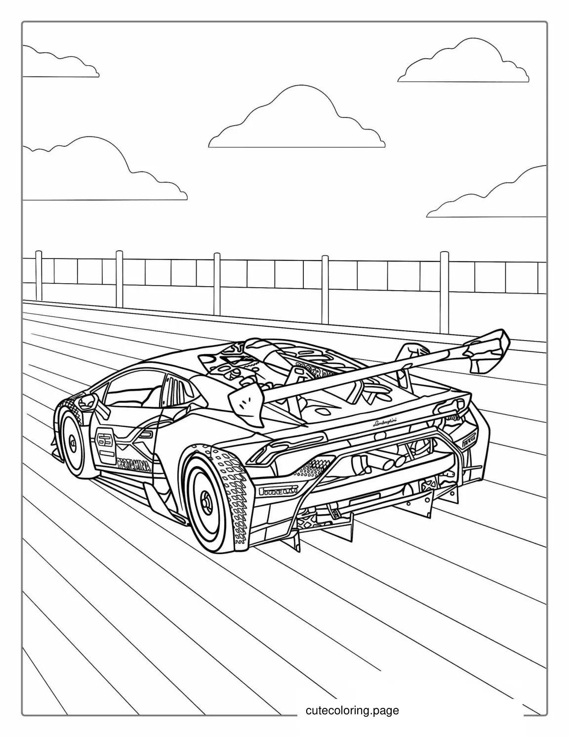 Detailed Lamborghini Race Car Coloring Page coloring page