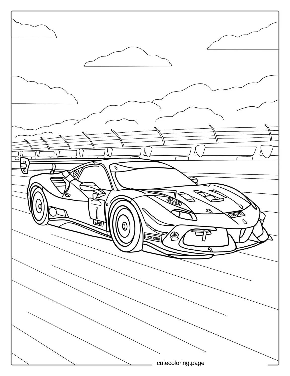 Ferrari Race Car Coloring Picture coloring page