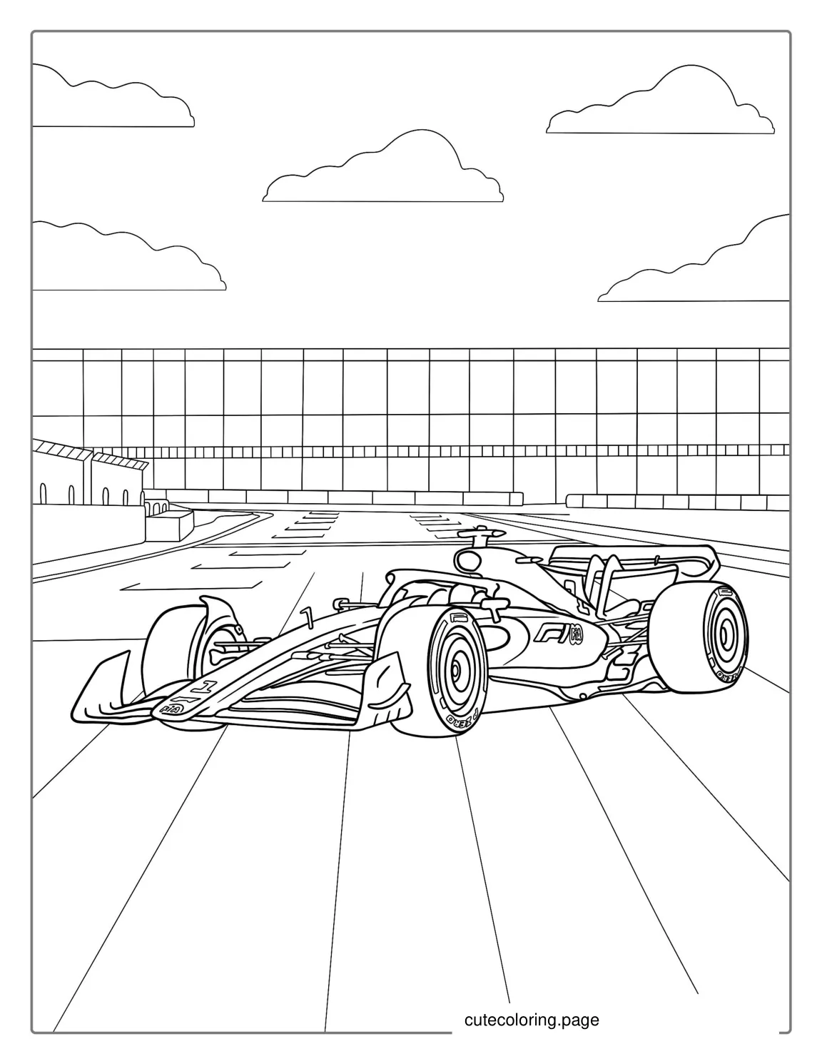 Formula 1 Race Car To Color coloring page