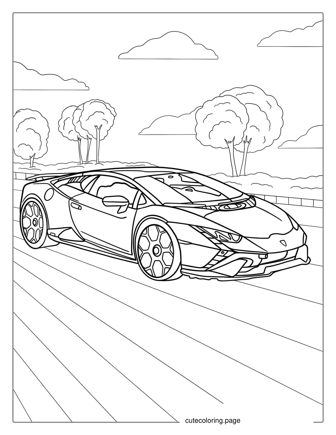 Lamborghini Racing On Track coloring page