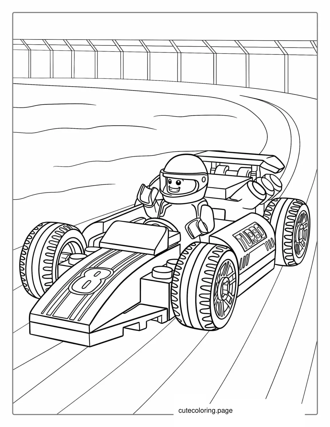 Lego Race Car Coloring Sheet For Kids coloring page