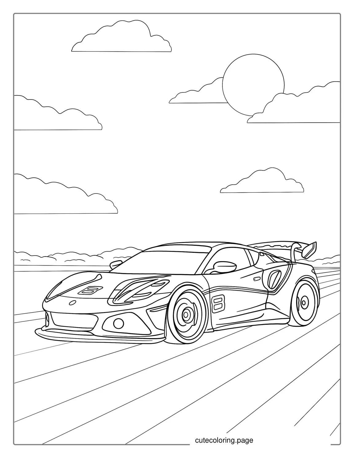 Lotus Race Car To Color For Kids coloring page