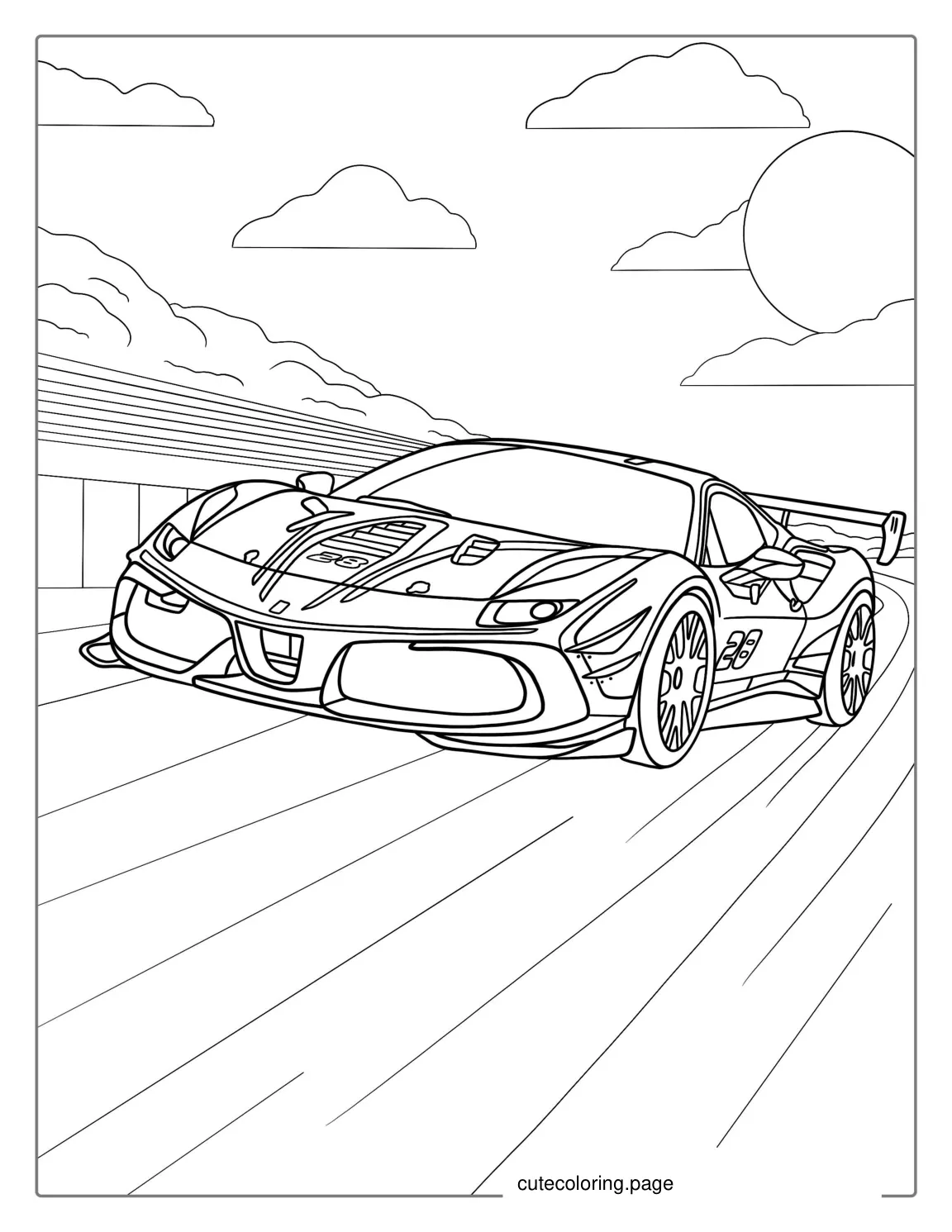 McLaren Sports Car On Race Track To Color coloring page