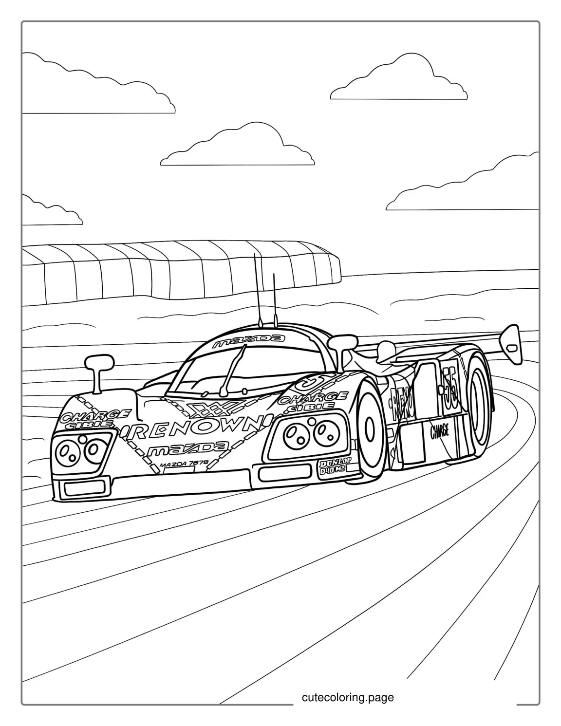 Old School Mazda Race Car Coloring Page coloring page