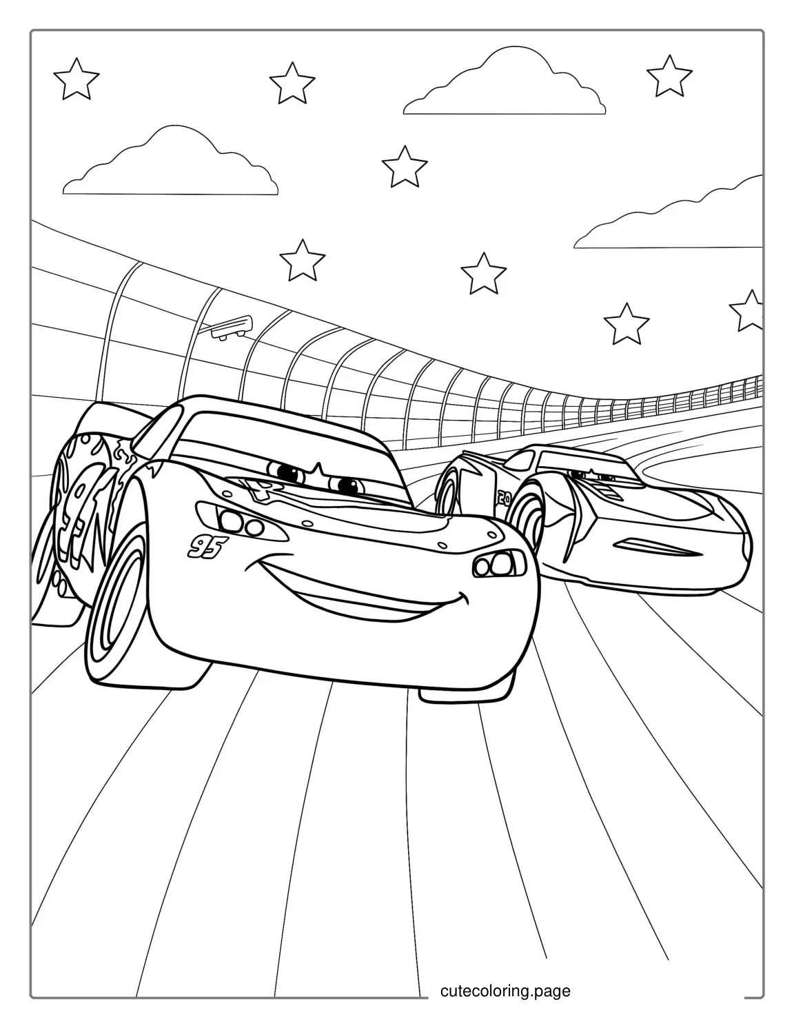 Pixar Cars Nascar Coloring Sheet coloring page