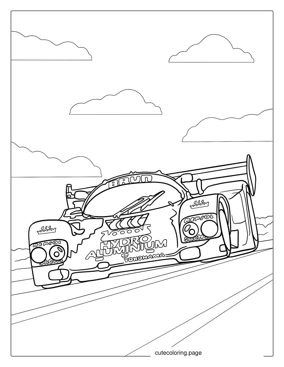 Race Car Coloring Sheet For Kids coloring page