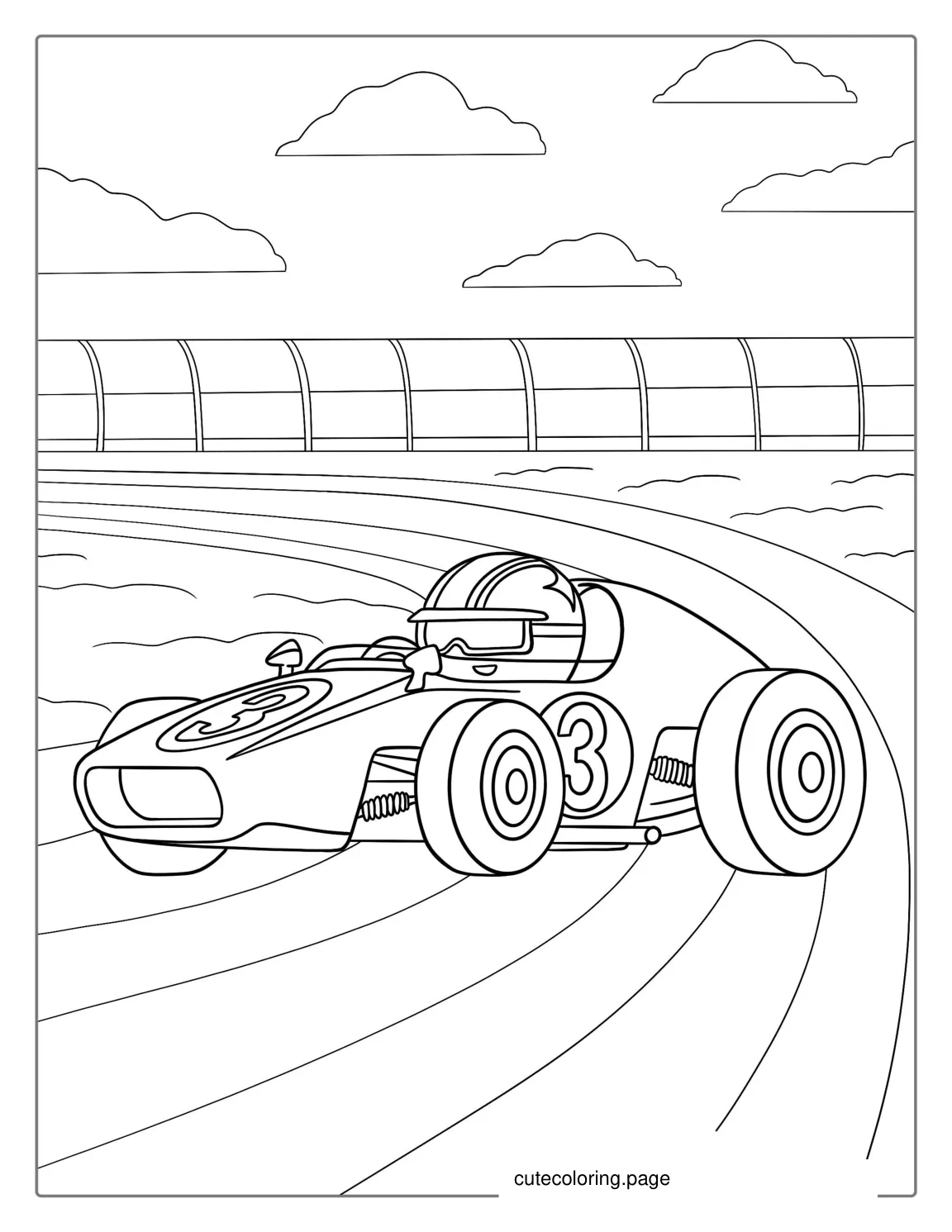 Simple Outline Of Race Car To Color coloring page