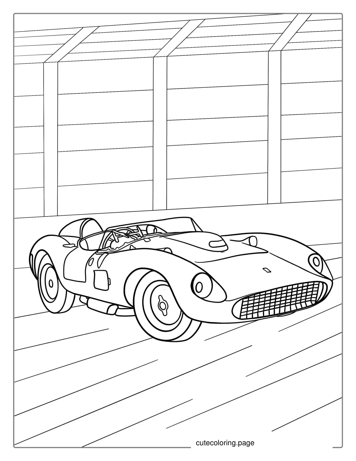 Vintage Ferrari Race Car Coloring In coloring page