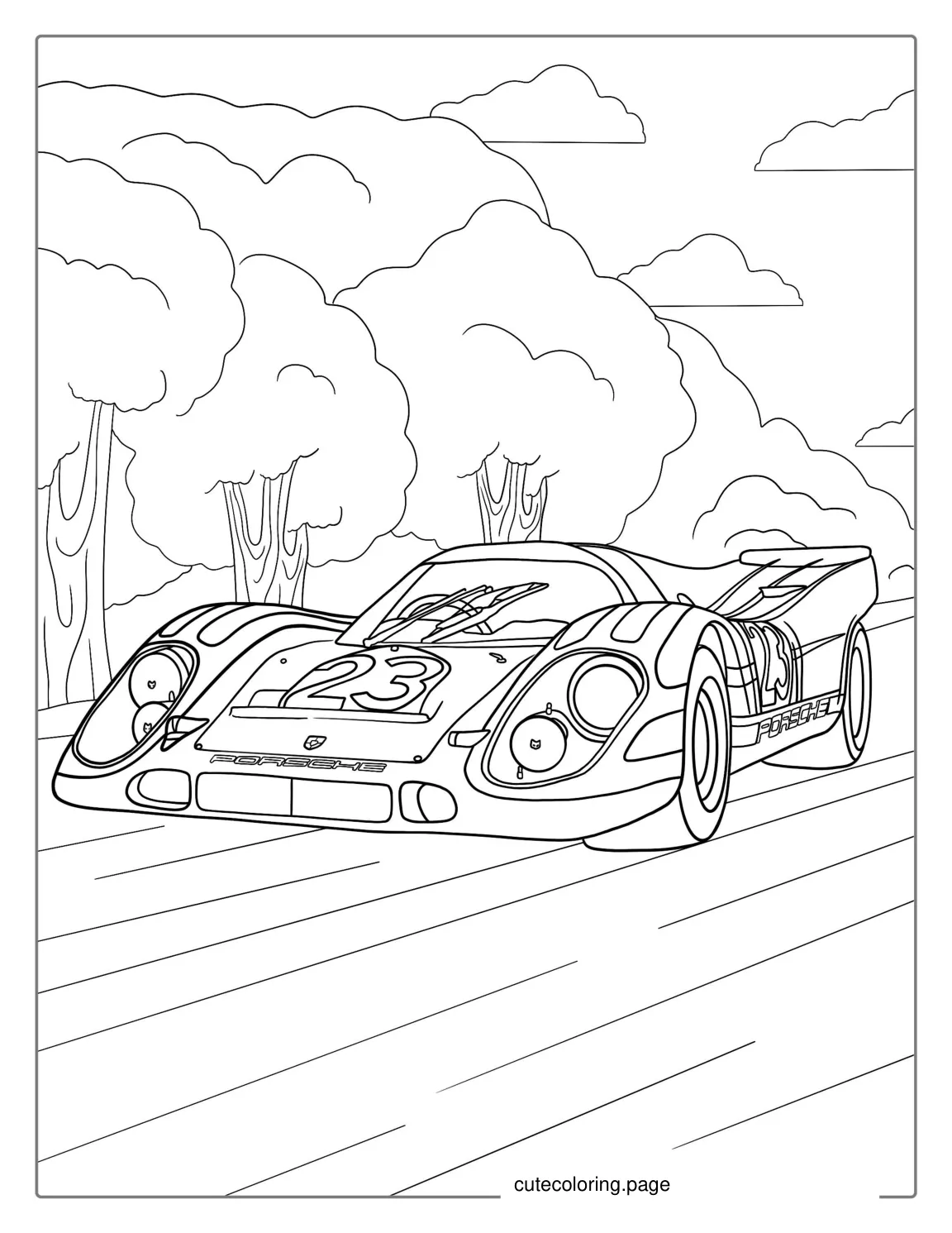 Vintage Porsche Race Car Coloring Page coloring page