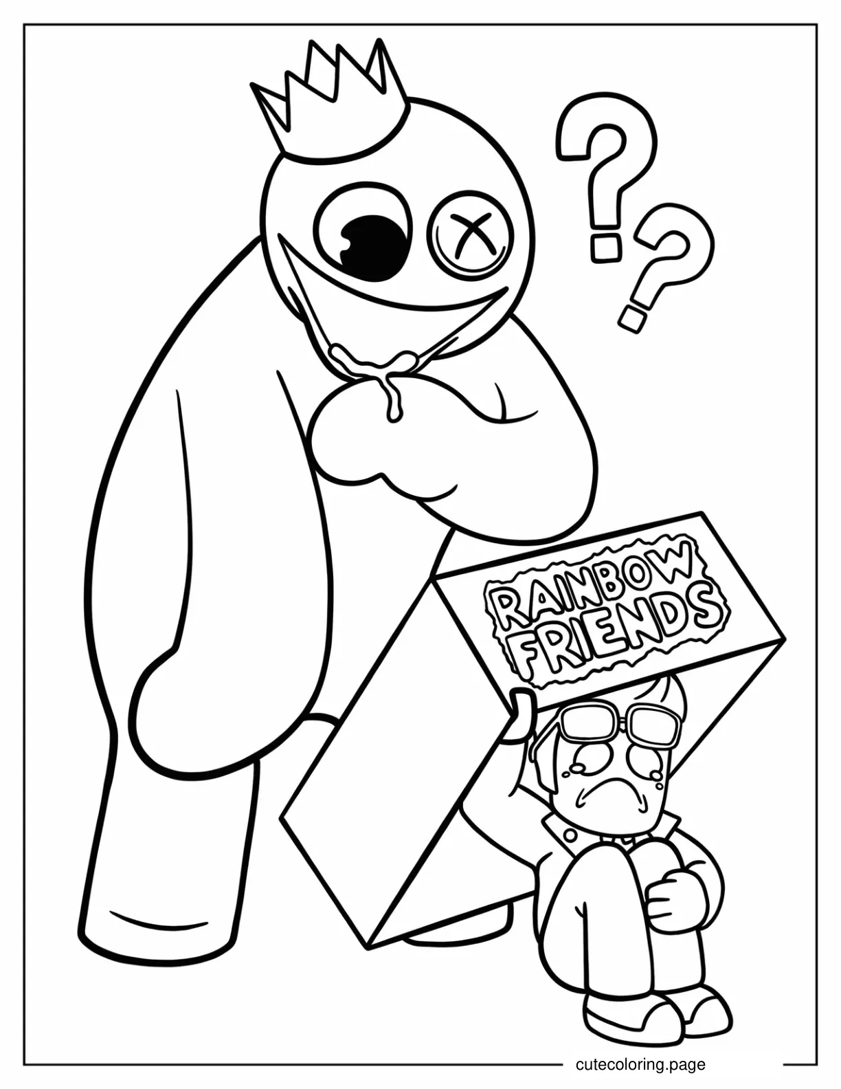 Blue Rainbow Friend Drooling Over Roblox Spy coloring page