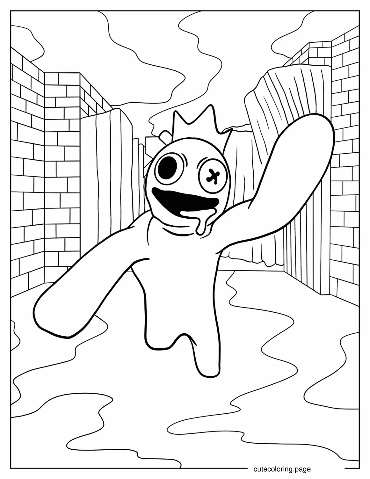 Blue Rainbow Friend With Drool Coloring Sheet coloring page