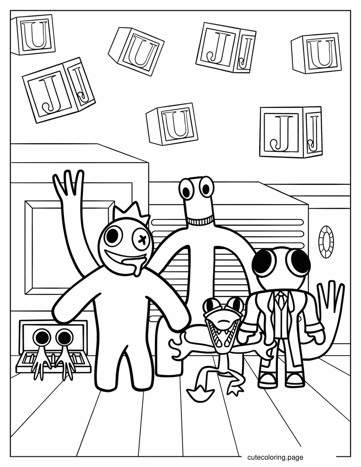 Creepy Rainbow Friends Coloring Sheet coloring page